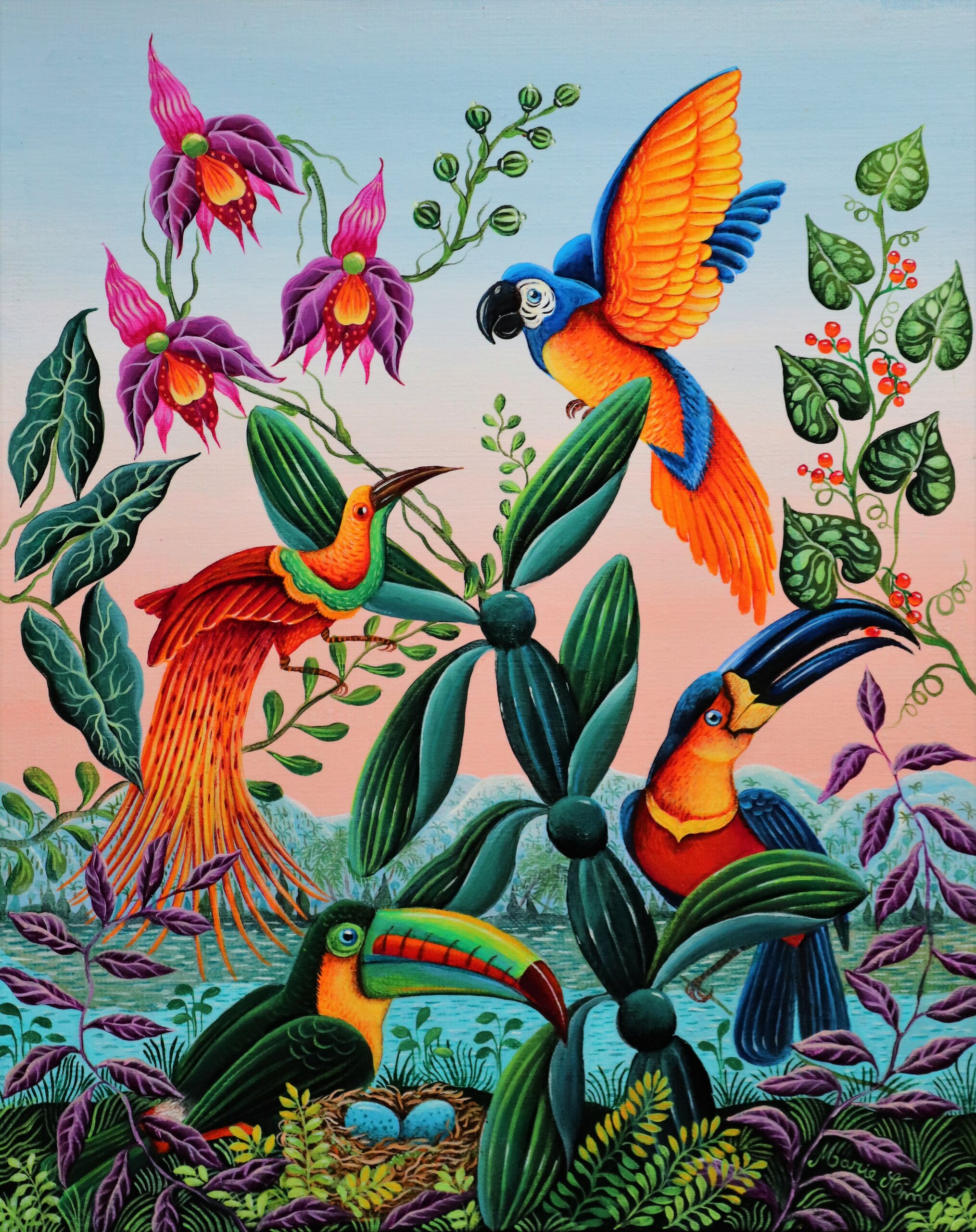 PERROQUETS TOUCANS ET OISEAUX DE PARADIS 41X33 6F